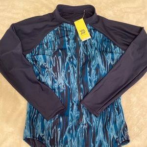 Long sleeve one piece swimsuit with bikini bottom